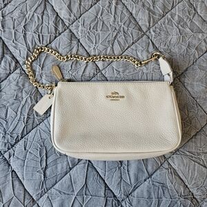 Coach White Leather Chain Bag